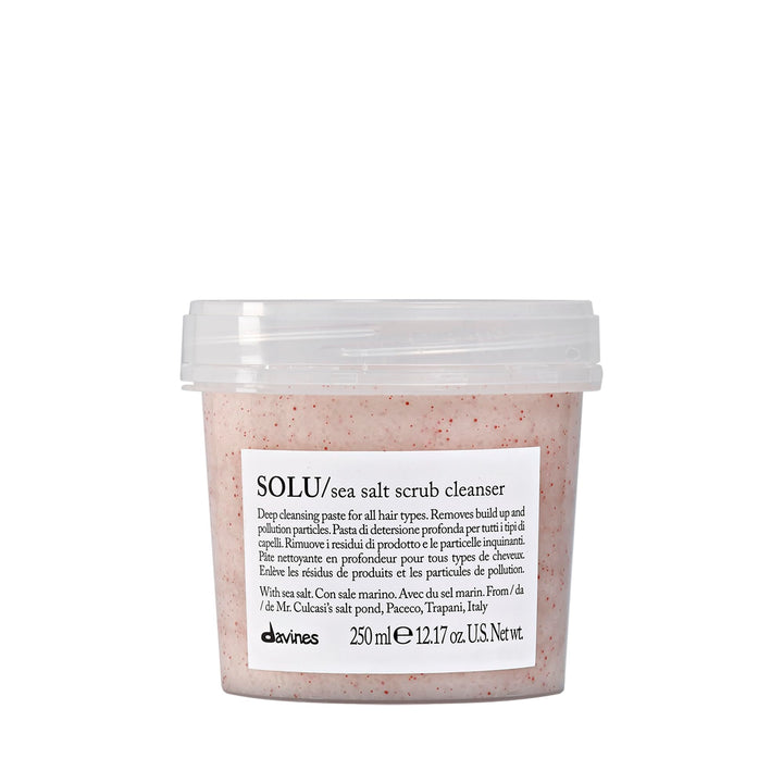 Davines SOLU front packaging showing bottle and brand for clear identification and trust