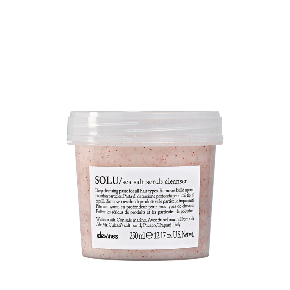 Davines SOLU front packaging showing bottle and brand for clear identification and trust