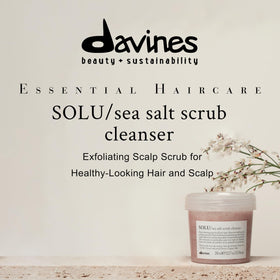 Davines SOLU paste texture close-up showing exfoliant granules for effective cleansing