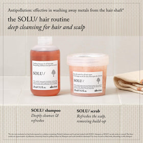Davines SOLU/ open cap with product pouring to show easy application and dose control