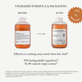 Davines SOLU/ shampoo texture lather demonstrating gentle foaming and effective cleanse