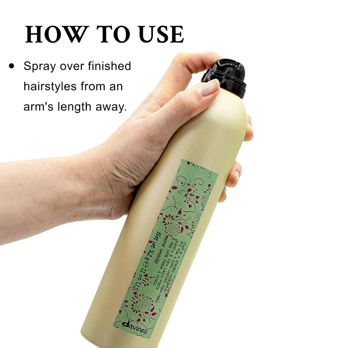Davines strong hairspray nozzle close-up highlighting precise application