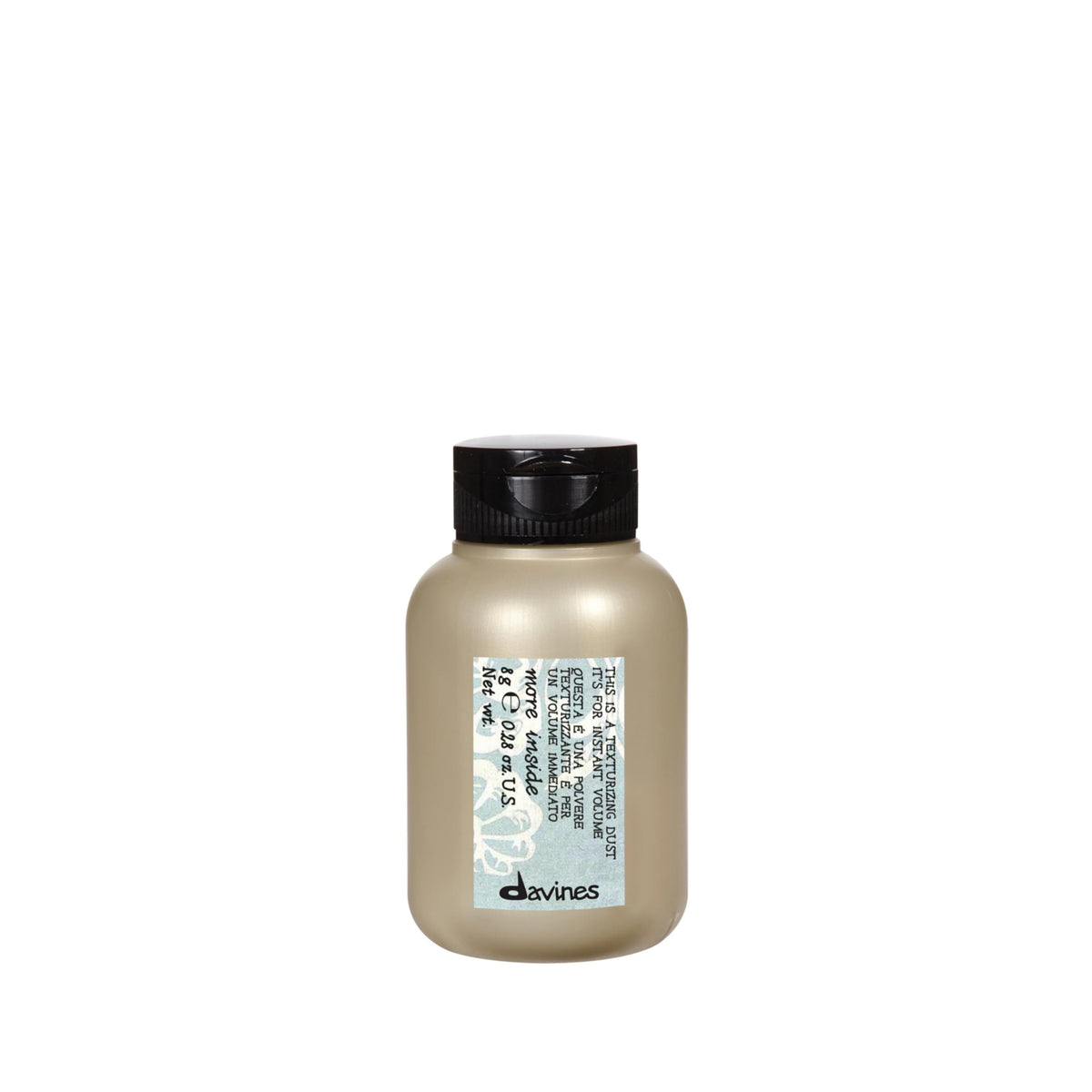 Davines product front packaging showing compact volume powder and branding benefit