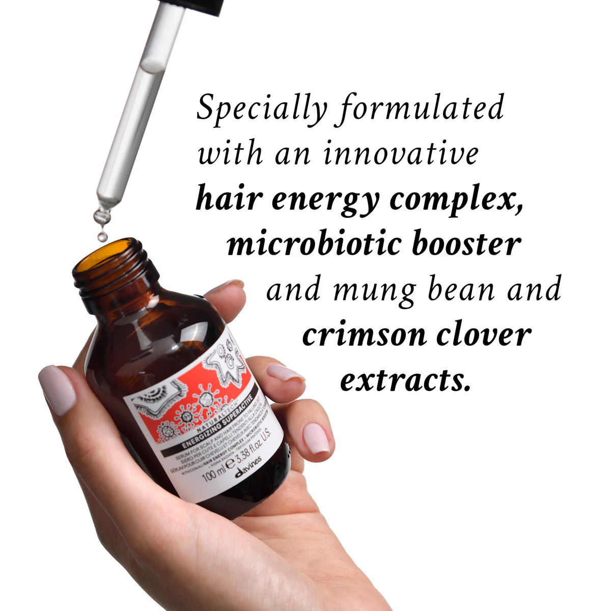 davines bottle in hand shows travel size convenience and portable use