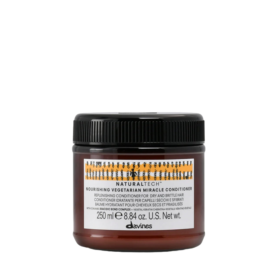 Davines front packaging showing bottle and branding, highlights nourishing benefit