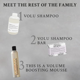 Davines VOLU before and after scale comparison showing fuller shape