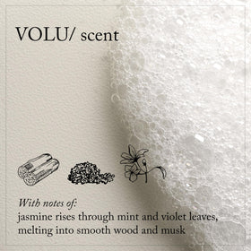 Davines VOLU/ conditioner held in hand to show 8.5 fl oz size and portability