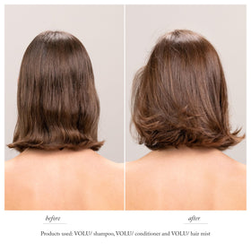 Davines VOLU/ back label displaying ingredients and gentle cleansing benefit