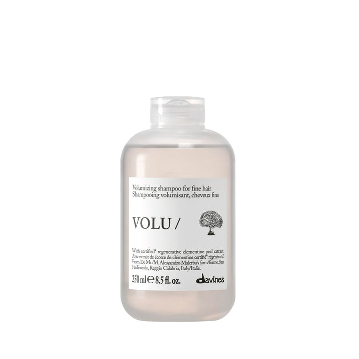 Davines VOLU/ front bottle view showing packaging and lightweight volume benefit