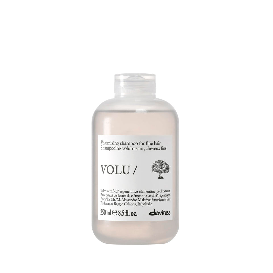 Davines VOLU/ front bottle view showing packaging and lightweight volume benefit
