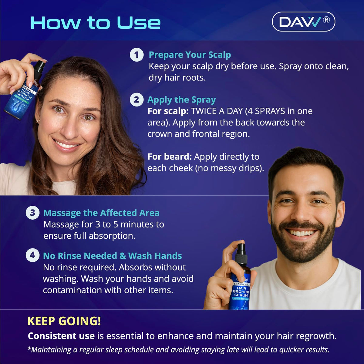 DAVV with rosemary sprig highlighting botanical extract for healthier scalp