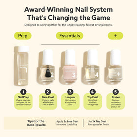 Person applying Dazzle Dry base coat on nails for professional adhesion