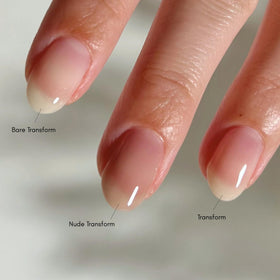 Dazzle Dry applied on nail before and after showing visible smoothing benefit