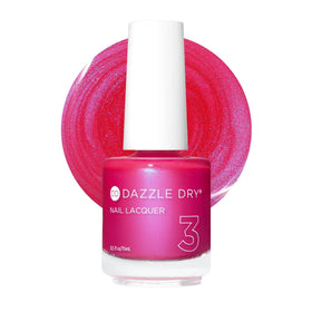 Dazzle Dry front bottle showing bright hot pink shimmer and brand