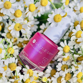 Swatched Dazzle Dry Beloved on nails showing semi-sheer pink finish