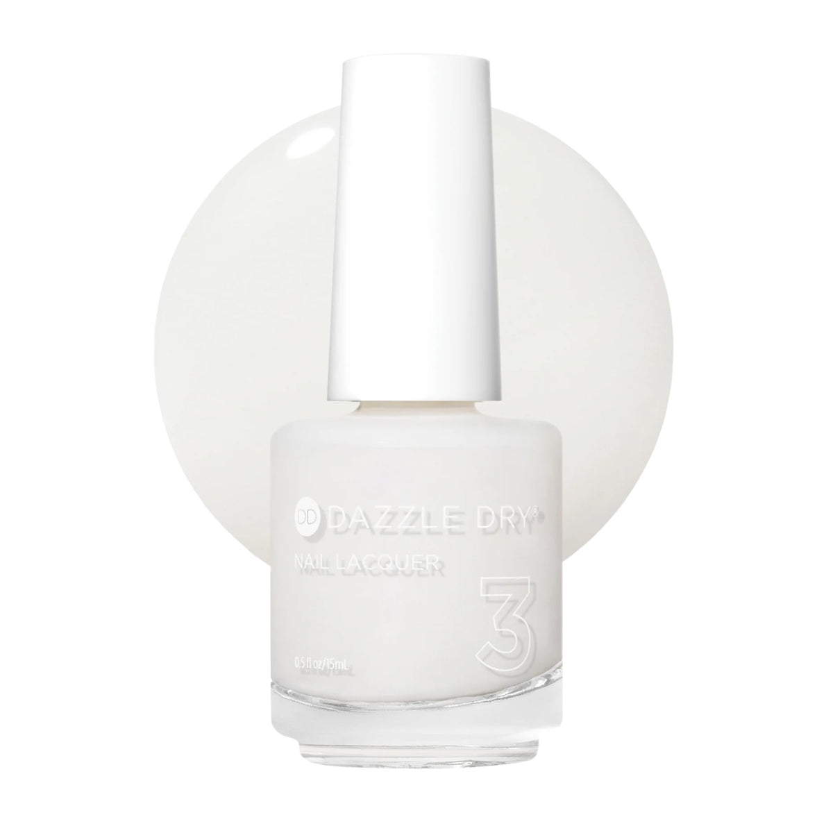 Dazzle Dry front bottle image showing sheer marshmallow nude and label, clear branding benefit