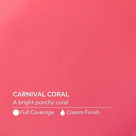Dazzle Dry nail wheel swatch showing Carnival Coral true coverage