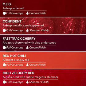 Dazzle Dry C.E.O. deep wine red swatch on nail tip for elegant, full-coverage finish