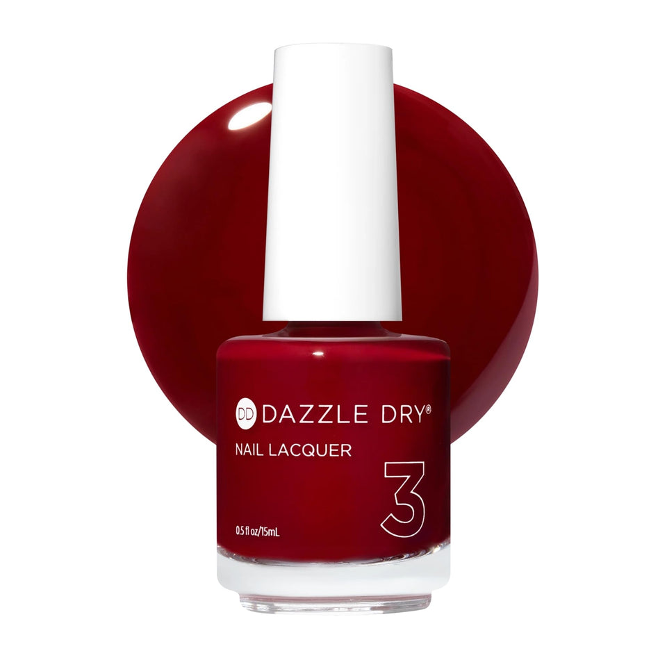 Dazzle Dry C.E.O. front bottle showing rich wine-red color and full coverage