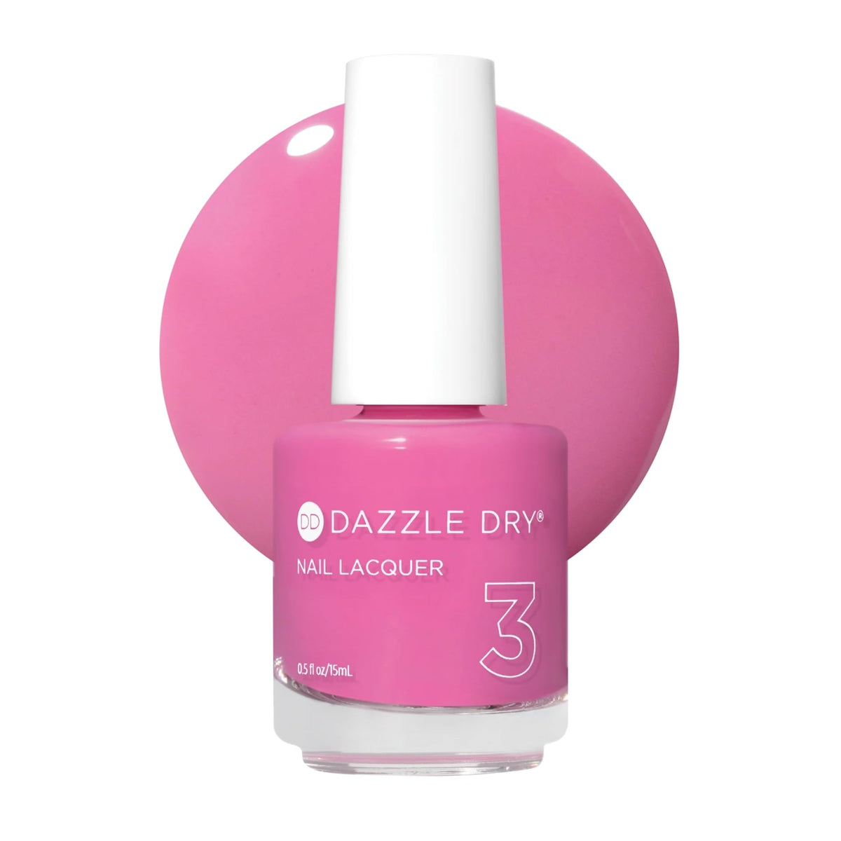 Dazzle Dry front bottle showing Cherry Parfait pink color and glossy finish benefit
