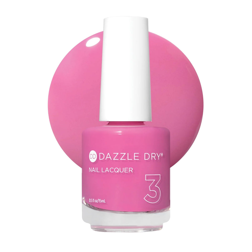 Dazzle Dry front bottle showing Cherry Parfait pink color and glossy finish benefit