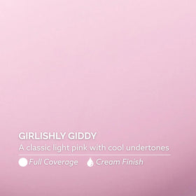 Dazzle Dry color swatch on nails showing Girlishly Giddy cool-pink finish benefit