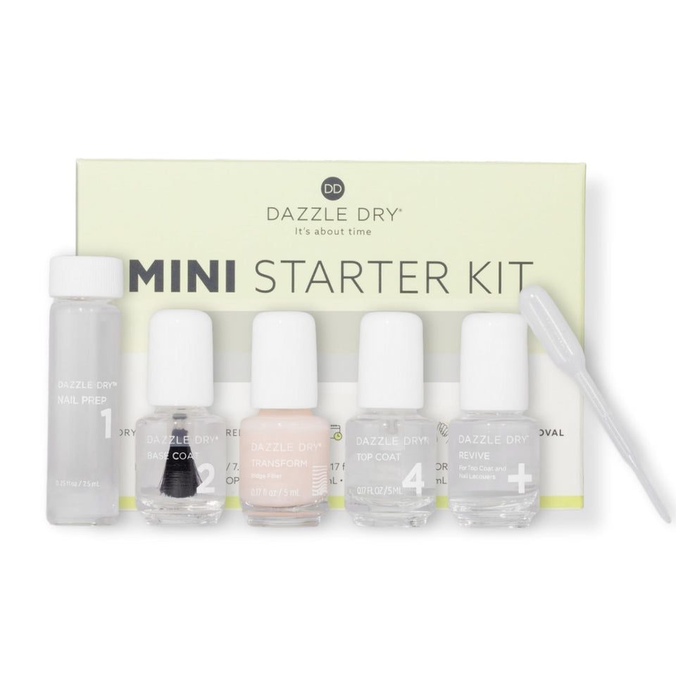 Dazzle Dry front packaging showing full starter mini kit benefits and contents