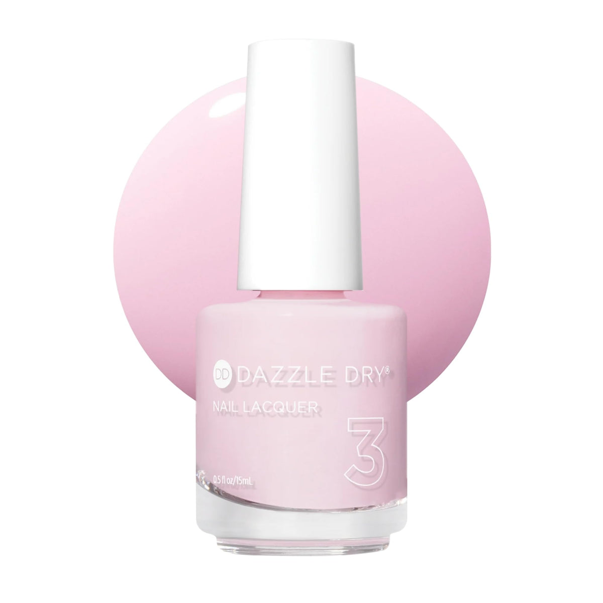 Dazzle Dry front view of bottle showing label and 0.5 fl oz, clear branding benefits