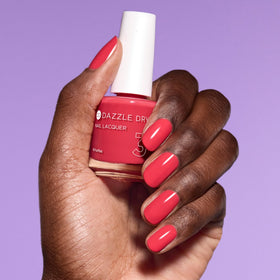 Hand model wearing Dazzle Dry "Let's Get Away" for long-lasting, salon-quality look