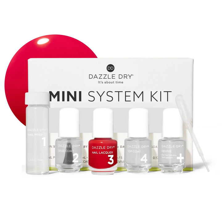 Dazzle Dry front packaging showing compact kit and benefit of portability