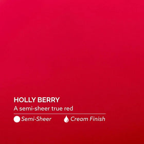 Dazzle Dry Holly Berry swatch on fingertips showing wearable semi-sheer red