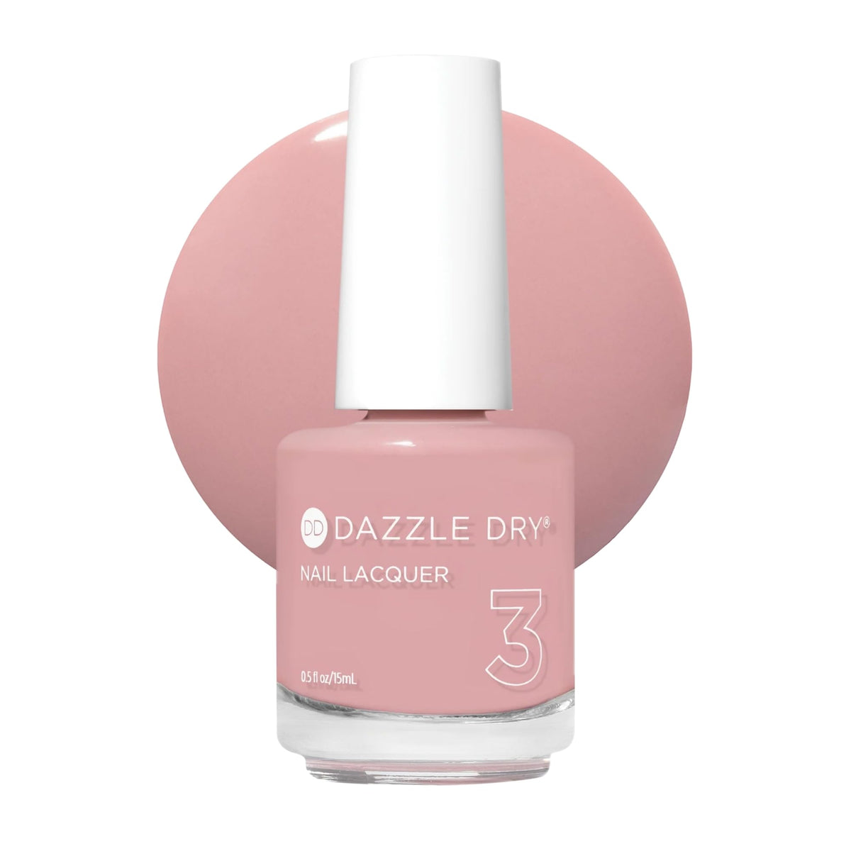 Dazzle Dry bottle front view showing mauve lacquer and branding for easy selection