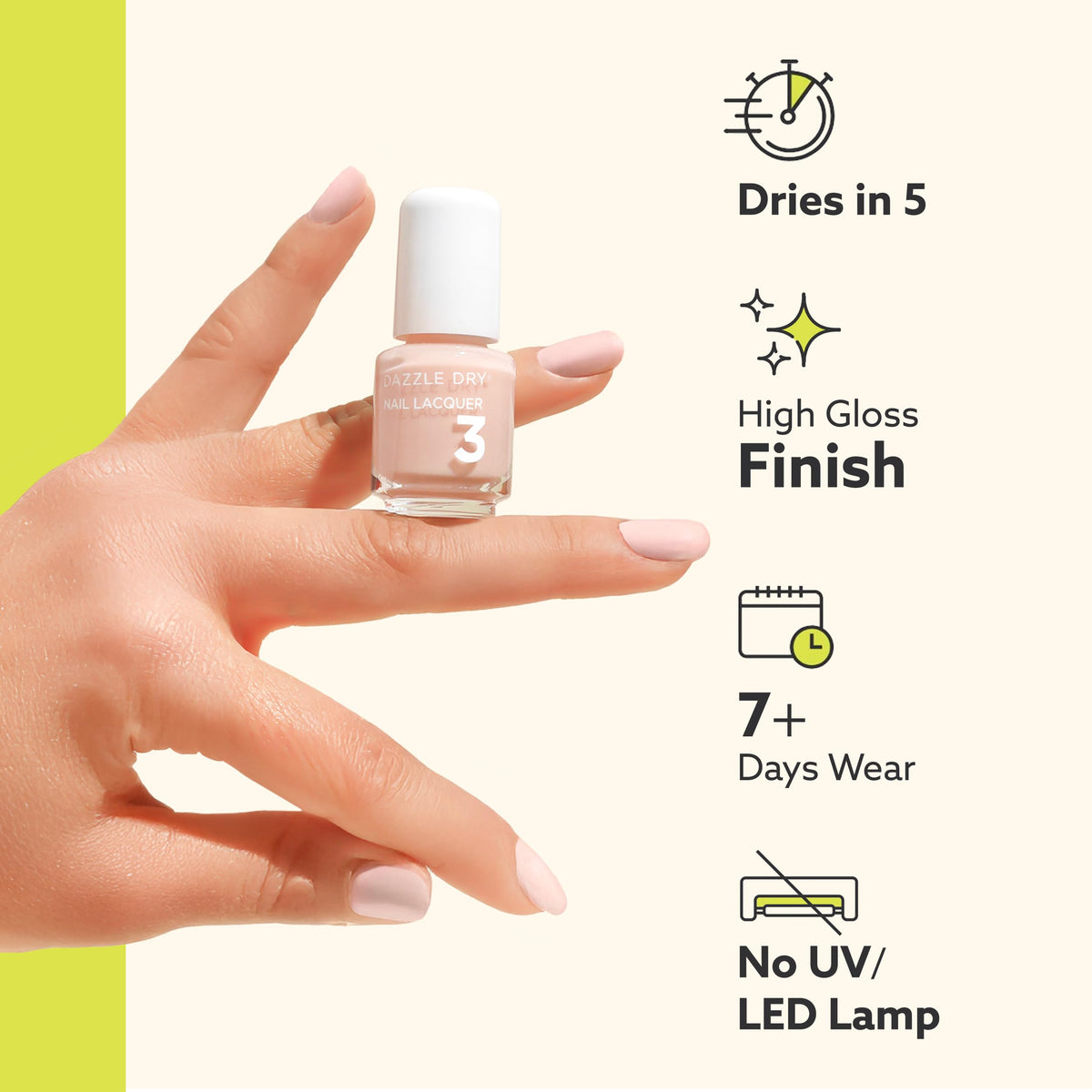 Dazzle Dry Less Is Mauve on hand for scale, shows true size and wearable mauve tone