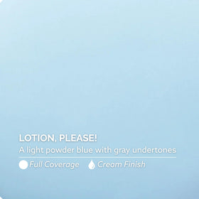 Dazzle Dry nail swatch on model hand highlighting soft powder blue color and wearable elegance