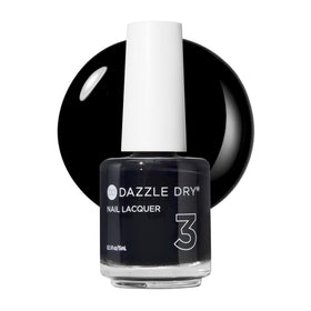 Dazzle Dry front bottle view showing midnight express black polish and branding benefit