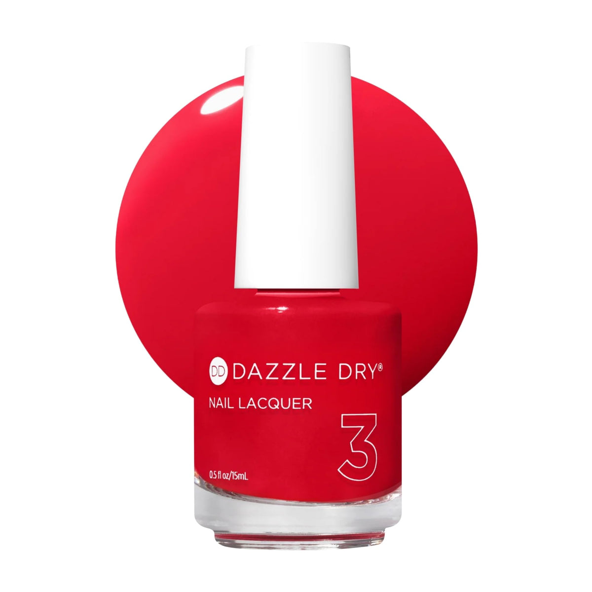 Dazzle Dry Pep Rally bottle front showing bright tomato red shade and brand
