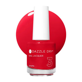 Dazzle Dry Pep Rally bottle front showing bright tomato red shade and brand