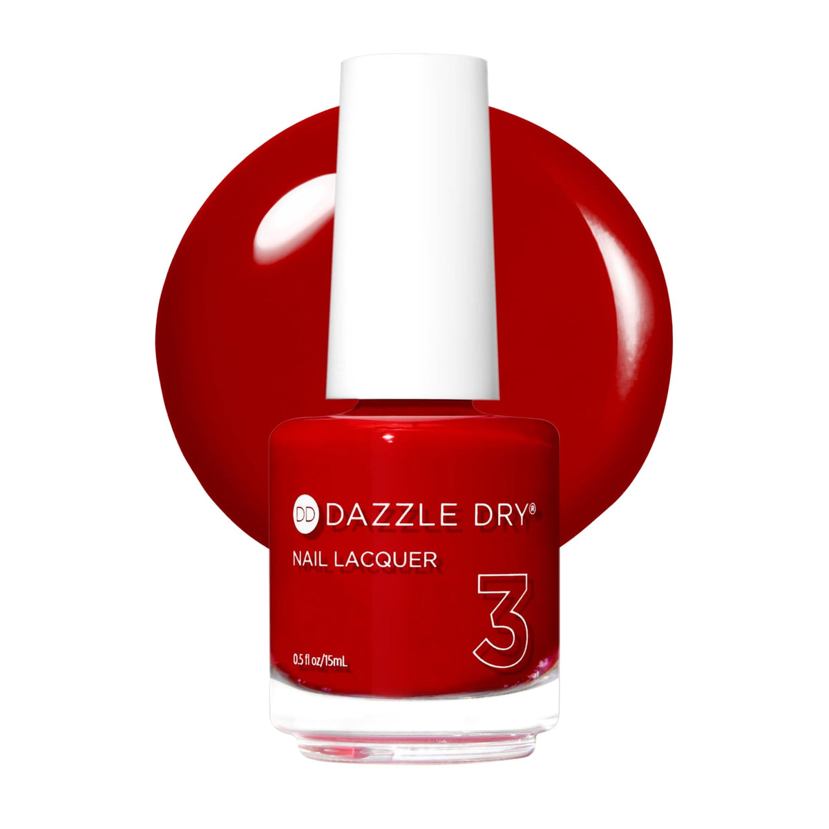 Dazzle Dry bottle front view showing Rapid Red true-red color benefit
