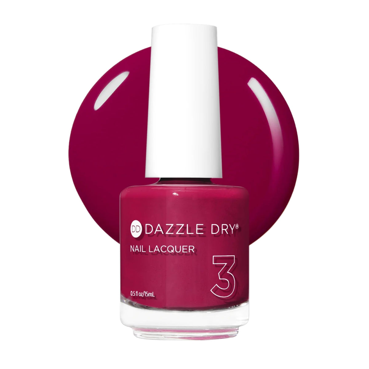Dazzle Dry front bottle showing Raspberry Rush color and benefit of vibrant cream finish