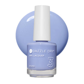 Dazzle Dry Sail Away front bottle showing pastel periwinkle cream finish and benefit of quick-dry