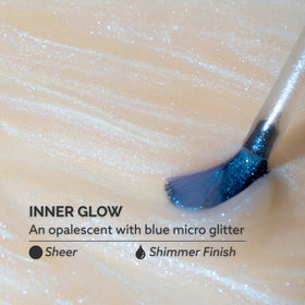 Dazzle Dry swatch on nail wheel showing Inner Glow sheer opalescent sparkle