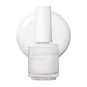 Dazzle Dry front bottle view showing crisp white lacquer and brand logo