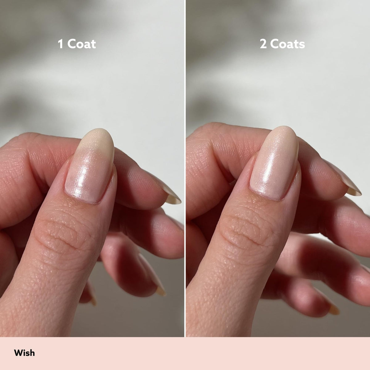 Dazzle Dry two coats on natural nail demonstrating buildable coverage