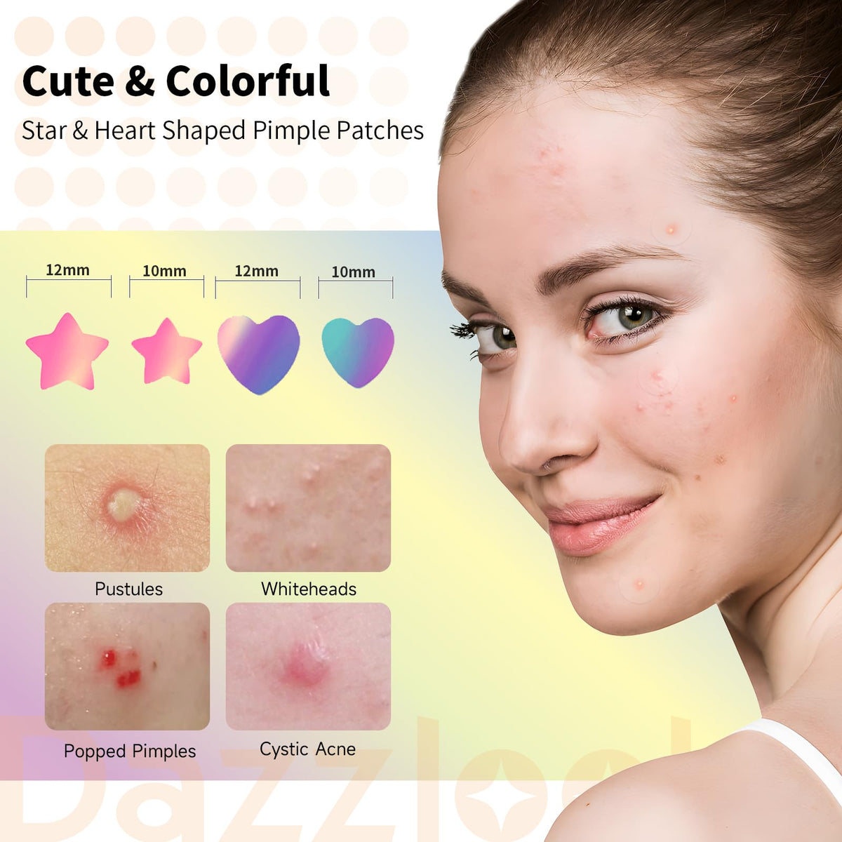 Dazzlook collection flatlay of stars and hearts showing fun skincare personalization benefit
