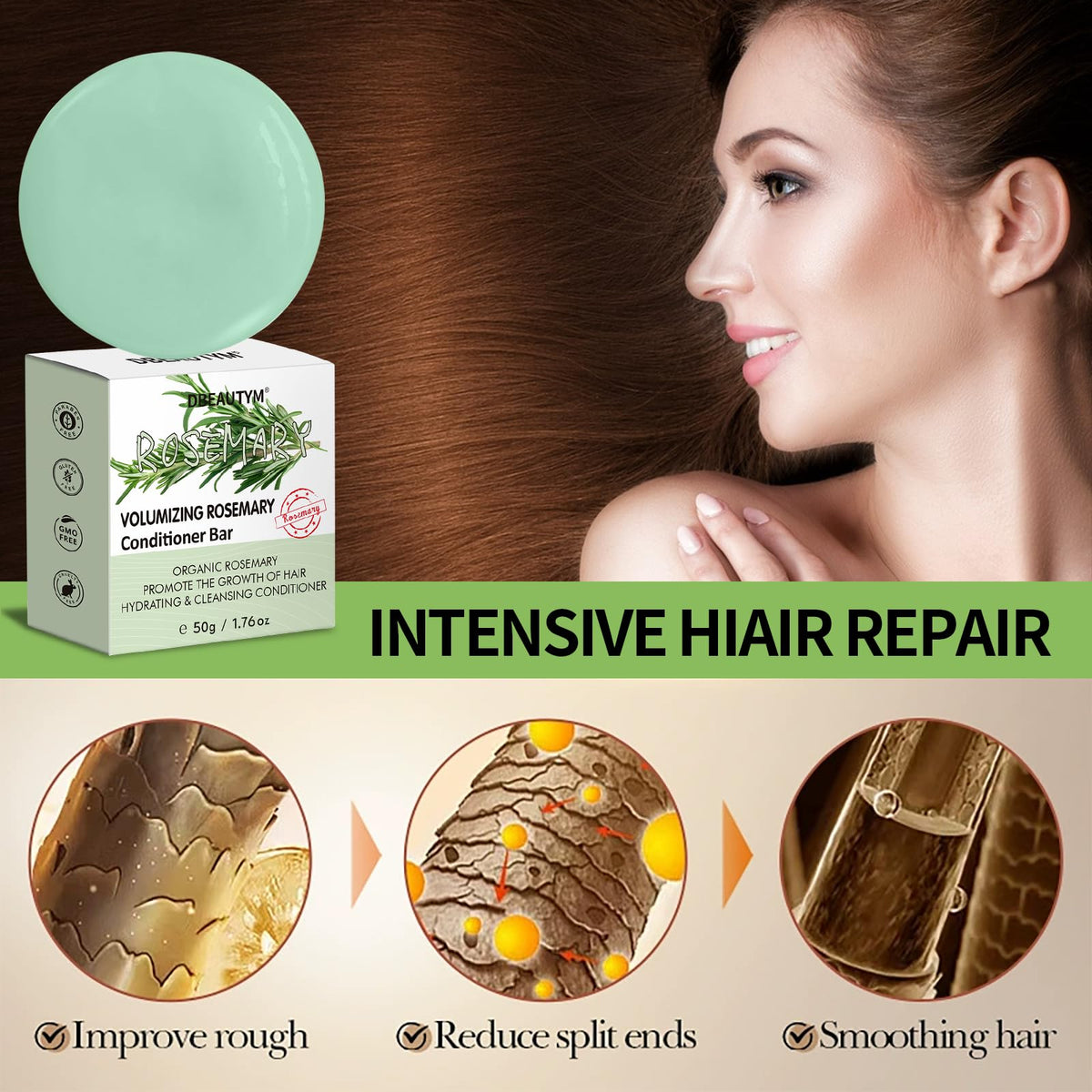 DBEAUTYM conditioner bar with argan oil droplets for smoothness