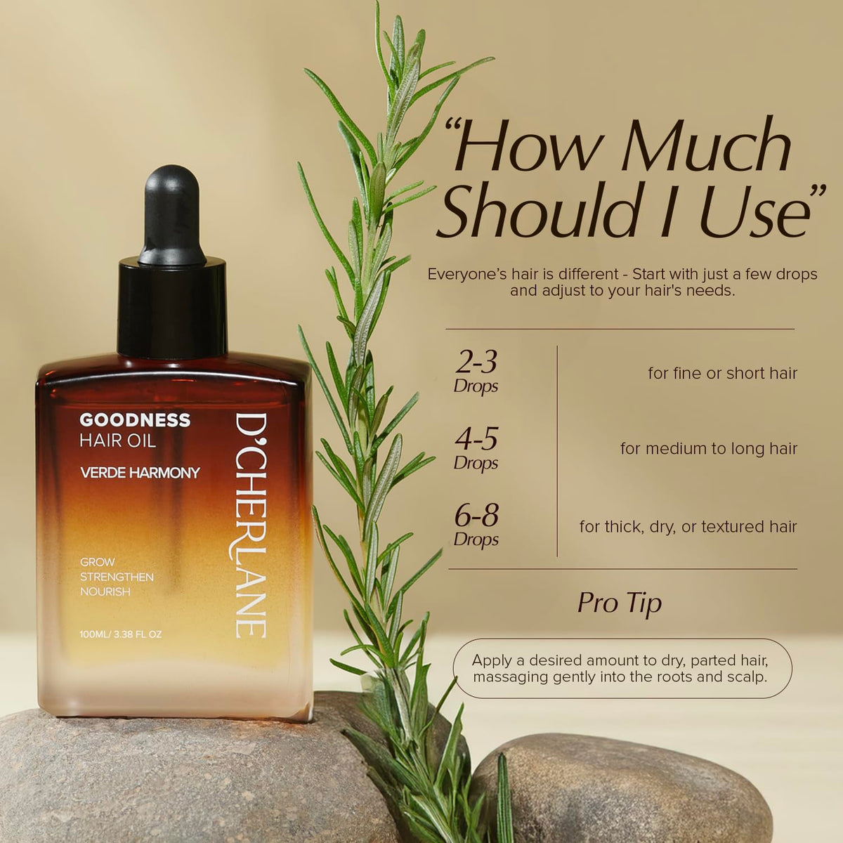 D'Cherlane amber glass bottle on bathroom shelf preserving potency and luxury feel benefit
