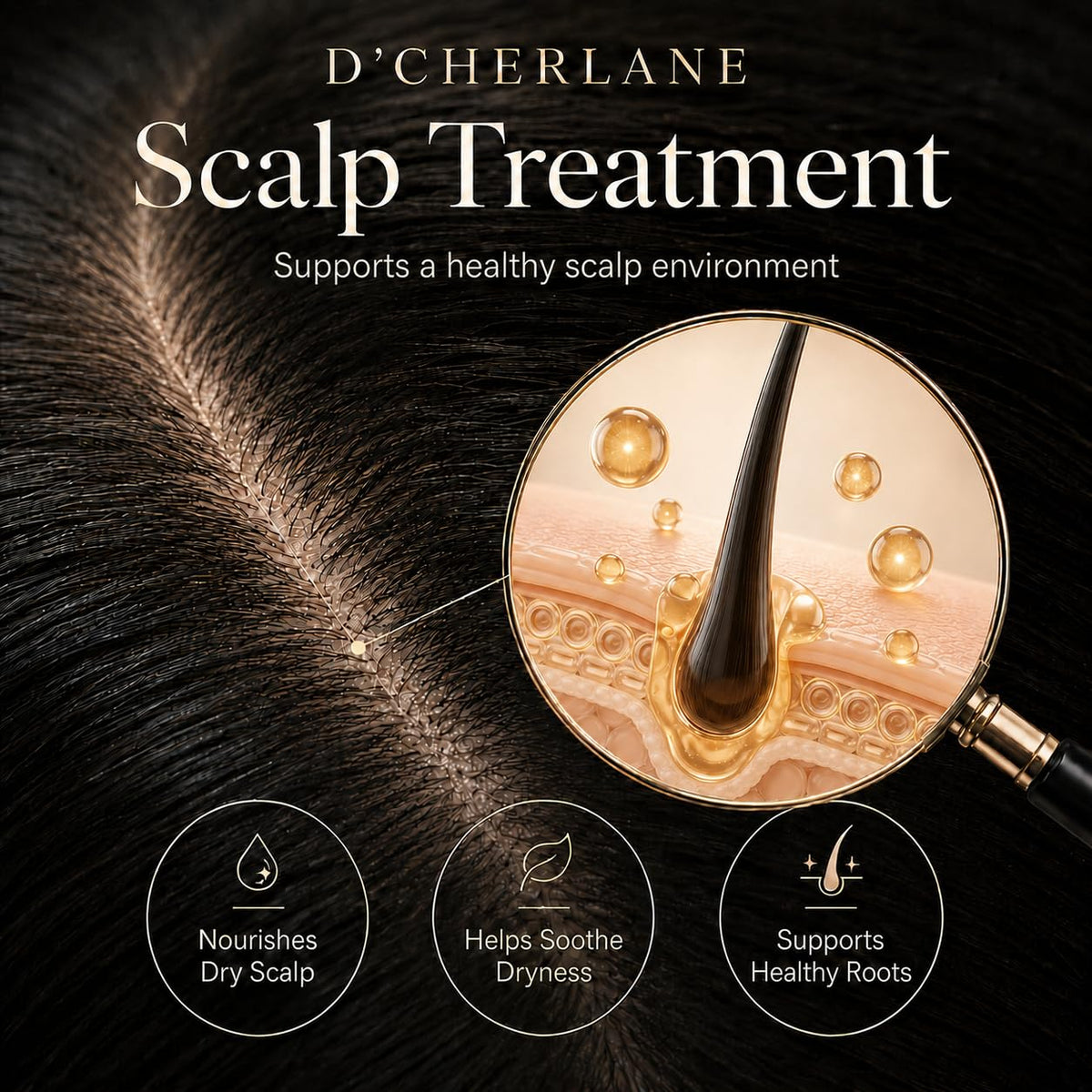 D'Cherlane scalp application demonstrating massage technique to improve absorption benefit