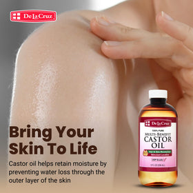 De La Cruz applied to hair ends demonstrating added shine and manageability