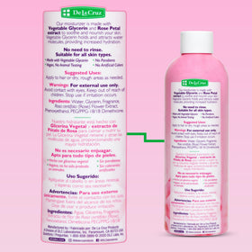 De La Cruz back label close-up showing ingredients and usage instructions
