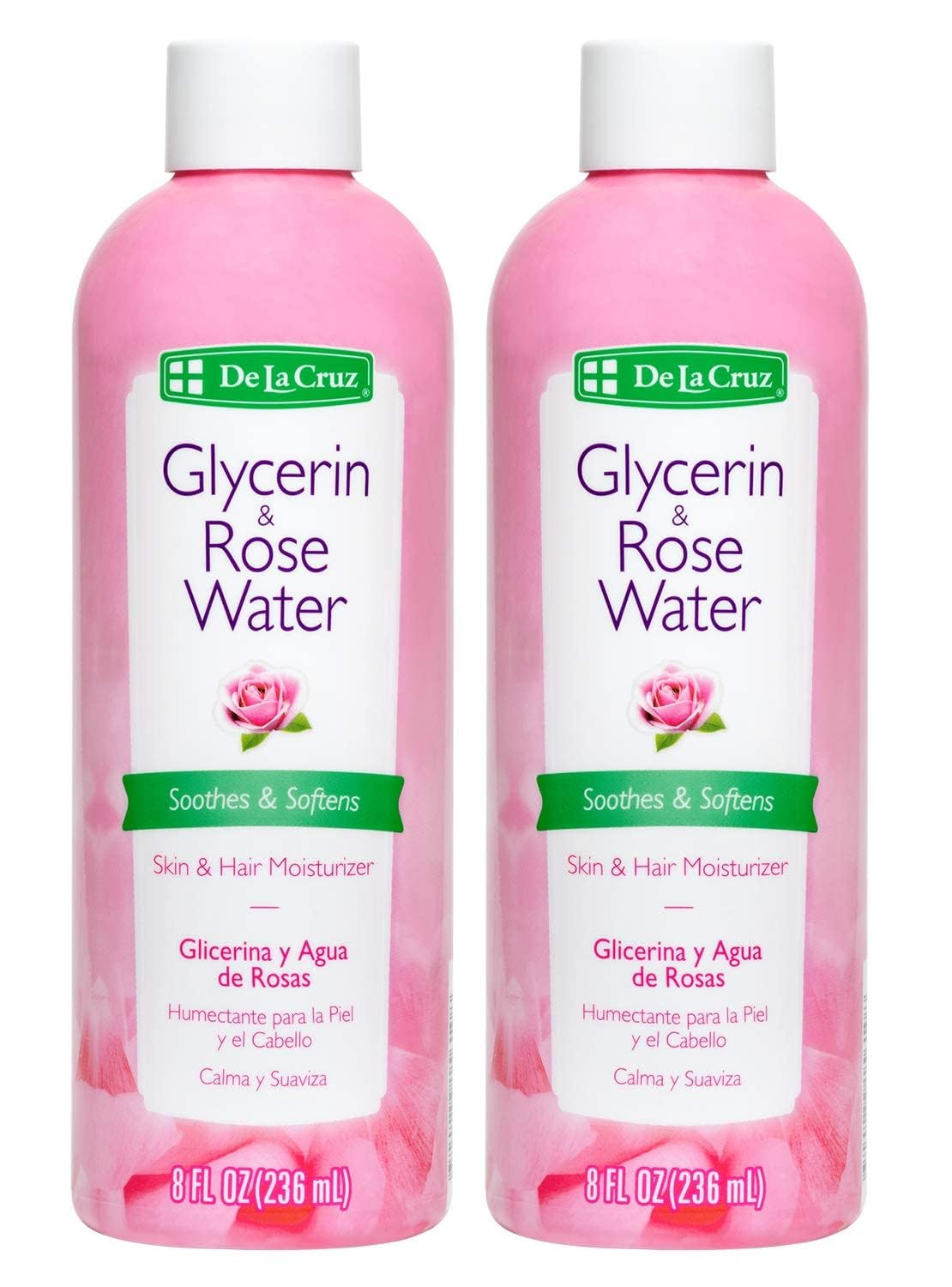 De La Cruz two-bottle front packaging showing product and benefits